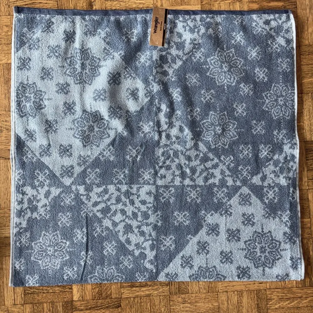 Wrangler Rodeo Patchwork Blue Western Floral Stars 2 Bath & 2 Hand Towel Set New